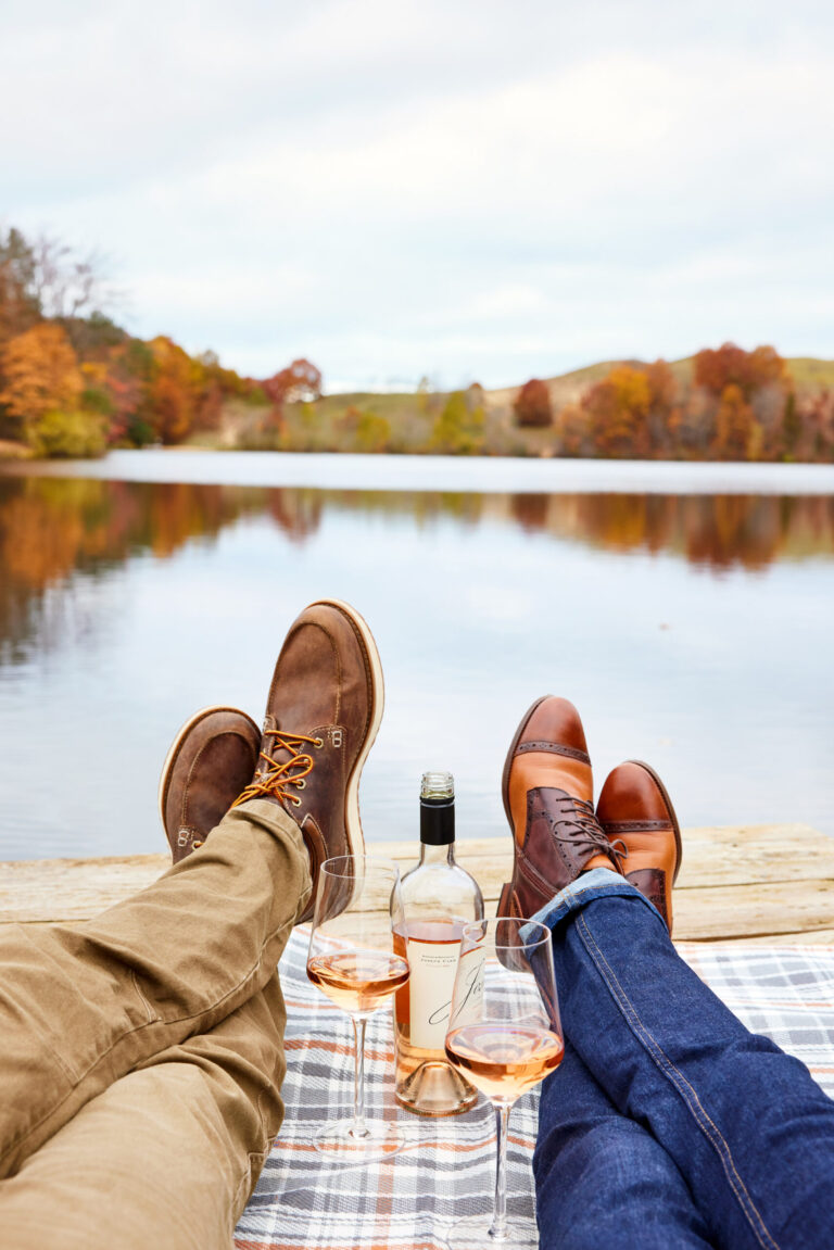 A couple's perspective as they enjoy wine on the water.