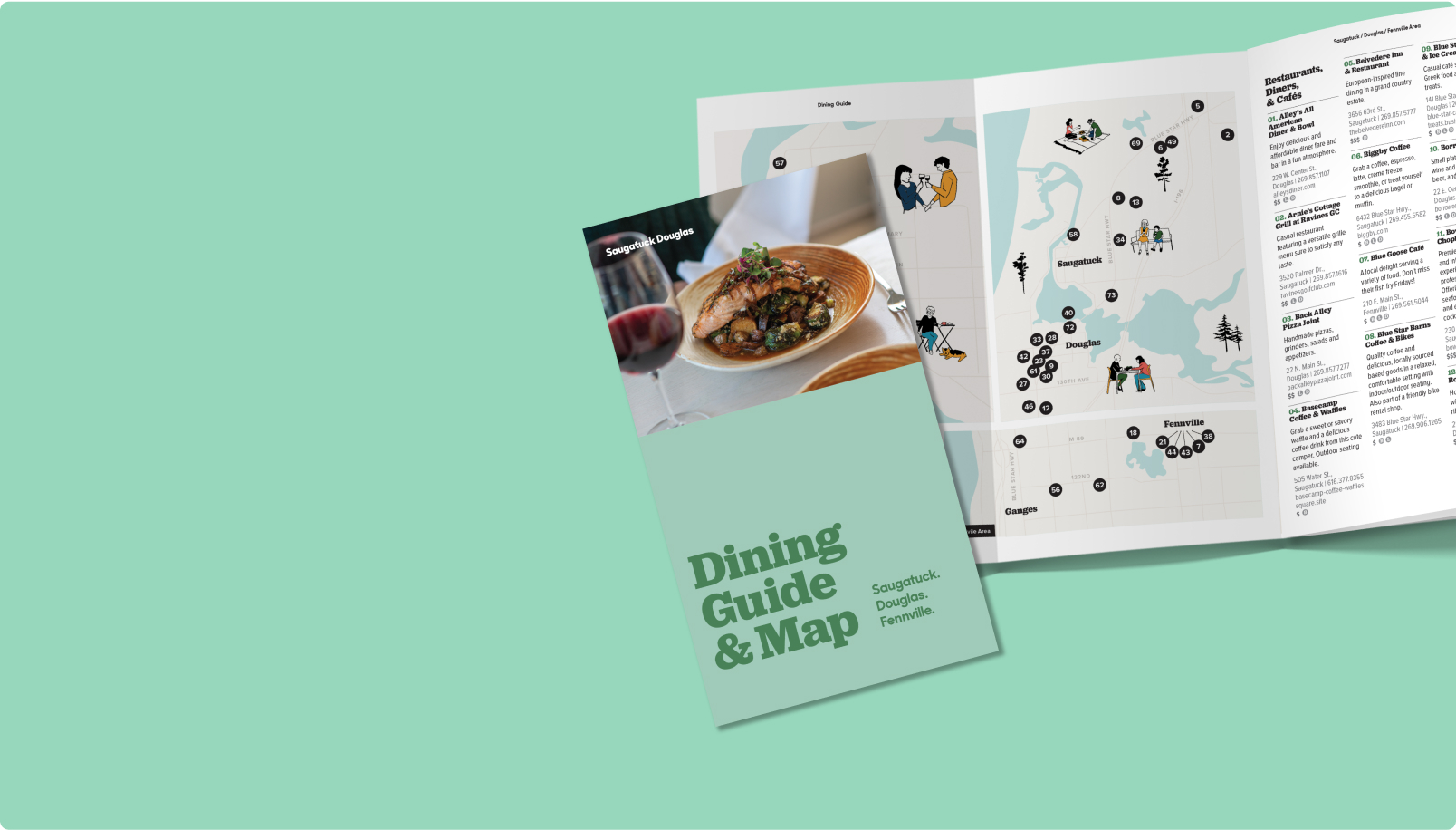 Dining guide and map mockup