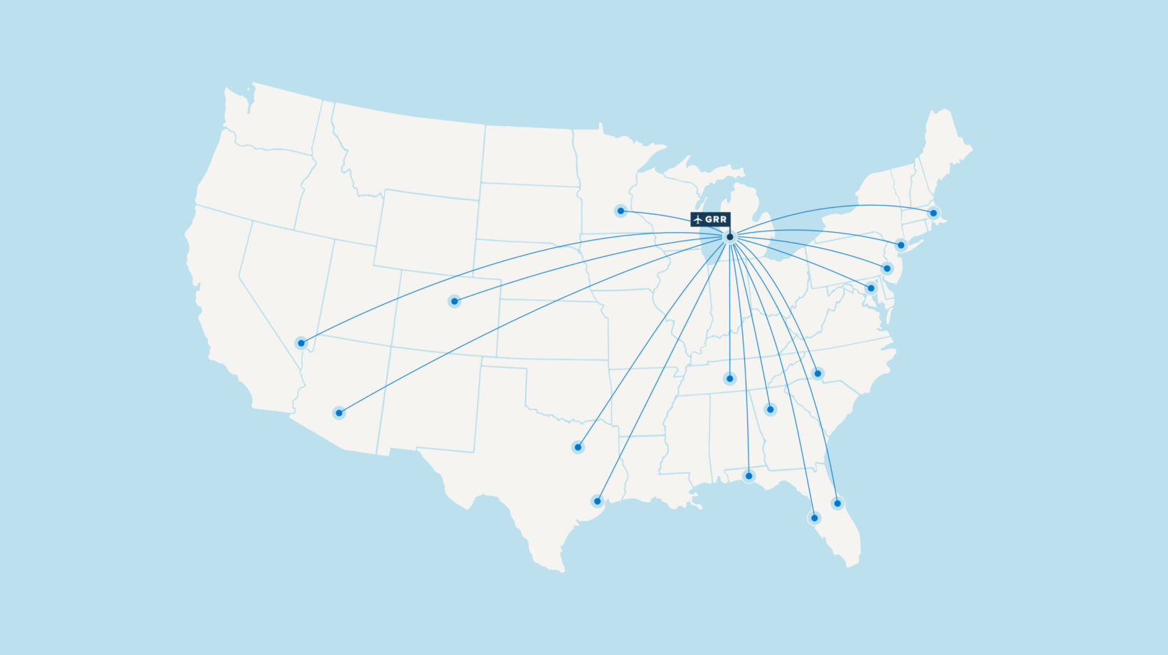 Fly map to Grand Rapids