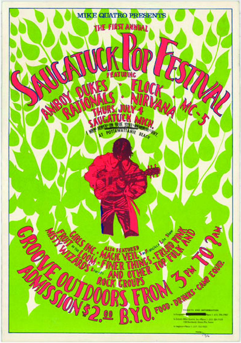 Colorful poster for the Saugatuck Pop Festival