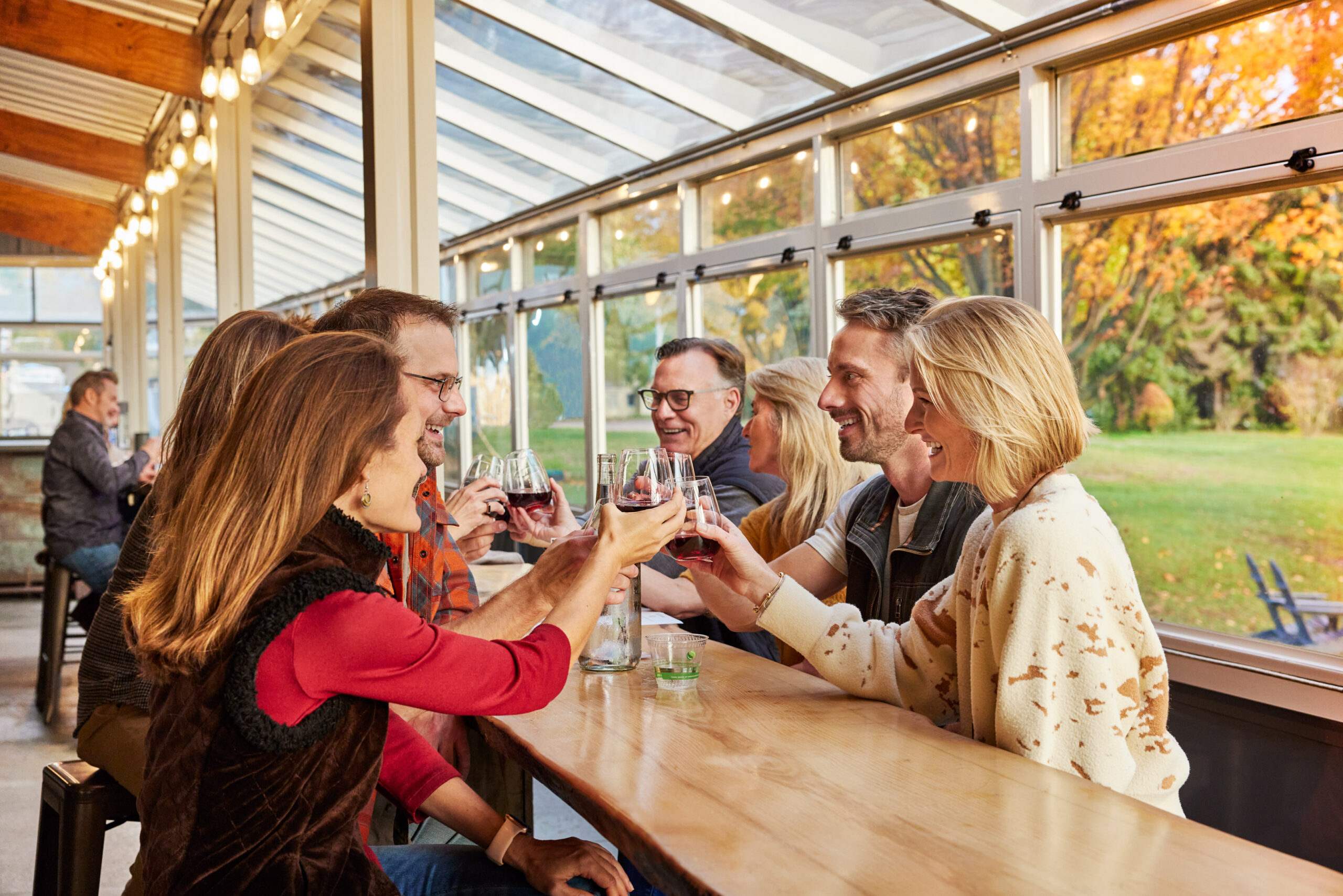 Group of friends drinking wine at Modales